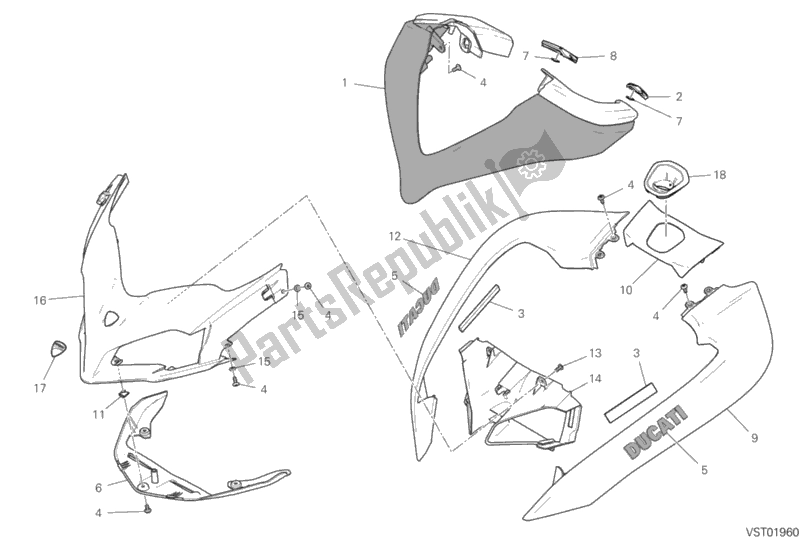 Wszystkie części do Os? Ona Ducati Multistrada 950 S SW USA 2019